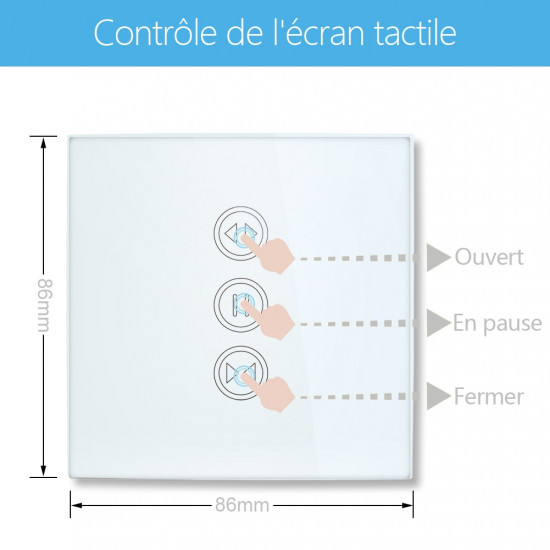  Interrupteur Volet Roulant tactile intelligent wifi tuya Blanc